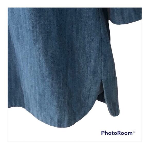 Zara 70s Chambray Bell Sleeve Tunic Dress Medium U-Neck Shirt Dress - Picture 6 of 13